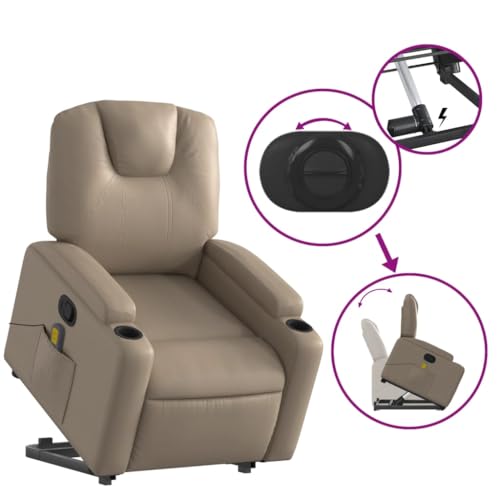 Homgoday Massagesessel mit Aufstehhilfe, Relaxsessel, Aufstehsessel Fernsehsessel Ruhesessel mit Liegefunktion Liegesessel TV Sessel, für Wohnzimmer Cappuccino-Braun Kunstleder – Bild 6