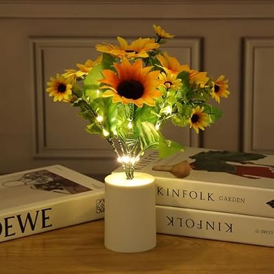 REFULGIX LED Sunflower Lamp – Romantic Bedside Night Light, Simulation Bouquet for Home, Bedroom, Wedding & Decorative Display (Warm White)