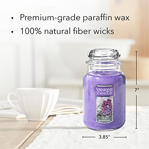 Yankee Candle Lilac Blossoms Scented Classic 22oz Large Jar Single Wick Candle Over 110 Hours of Burn Time Perfect for Gifting Gatherings and Seasonal Decorations