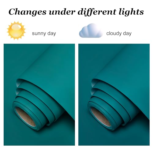 XiaoDeYouth Teal Peel and Stick Wallpaper 15.7"x 1180" Solid Color Contact Paper Modern Self-Adhesive Waterproof Vinyl Wall Paper for Room Walls Cabinets Shelf Countertops by XiaoDeYouth - Used condition - Image 5
