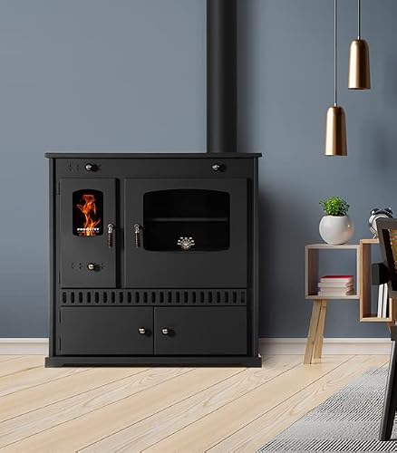 Miniatura 4 de Estufa De Leña Prometey Con Chimenea, Compartimento De Horneado Y Cocina Perfect Eco, 7 Kw, Estufa De Leña Para Taller, Cabaña, Estufa De Jardín