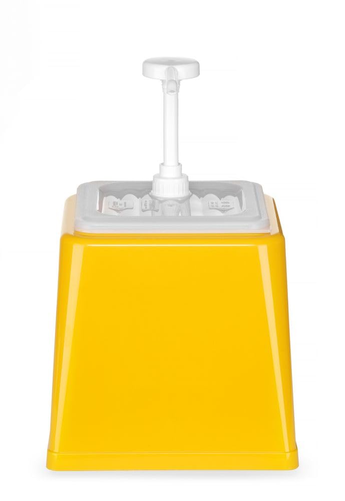 HENDI Distributeur de sauces avec pompe, distributeur de condiments, réutilisable, sans BPA, distributeur à pompe, capacité: 2.5 L, dosage: 20 ml, 230x210x(H)327mm, jaune, ABS, polypropylène