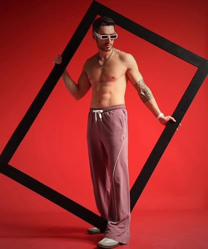 Image of POCKMAN Men Black & White Curve Pipping Wide Leg Comfort Joggers