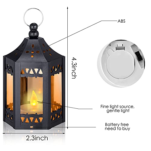 10 Pieces Ramadan Lantern Eid Mubarak Led Lights Ramadan Decoration Mini Star Led Lantern With Shining Decorative Hanging Lantern Battery Portable Vintage Hexagonal Lantern For Home (Black) #TOP3
