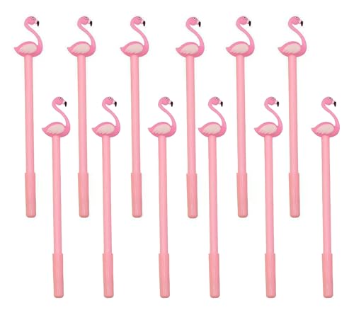 12 bolígrafos gel negro YYaaloa diseño flamenco rosa miniatura 1