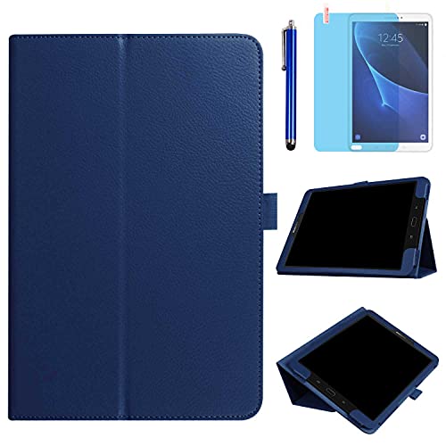 Image of Case for Samsung Galaxy Tab E 9.6 inch 2015 (SM-T560 T561 T565 SM-T567V), Slim Leather Folding Stand Full Protective Cover Case,with Stylus Pen,Screen Film (Deep Blue)