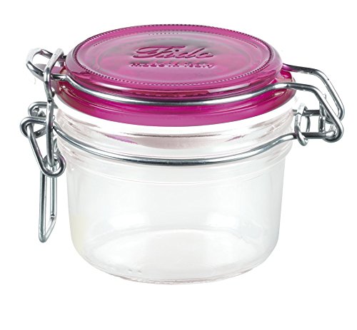 Bormioli Rocco Fido Round Jar with Fuchsia Lid, 6-3/4-Ounce