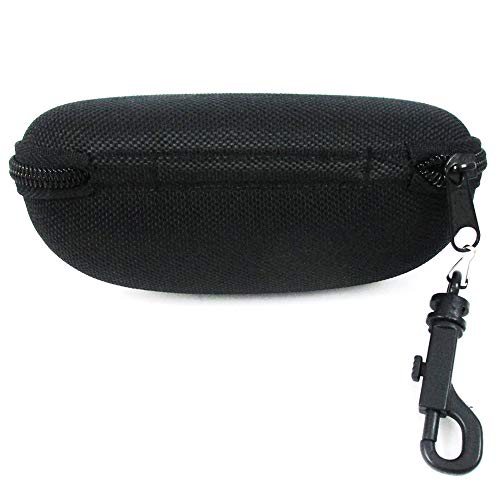Black Nylon Protective Semi Hard Glasses Case Sunglasses Zipper Closure And Hook #TOP1