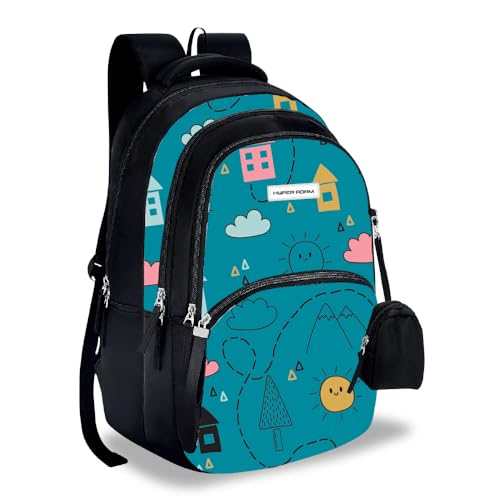 Hyper Adam 35 L School Bag For Kids | Waterproof Casual Backpack For Boys & Girls | College Bag | Tuition Bag | Traveling Back For Men and Women | With Extra Pouch & 1 Year Warranty (Blue)