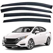 Lightronic Extra Durable Outside Mount Auto Vent Window Visor, Fits 2020-2025 Nissan Versa Sedan S/SR/SV, UV Protection Rain Guard, Smoke Original Wind Deflector, No-Drill Easy Install, 4-Pcs