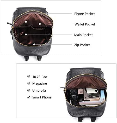 Kattee Genuine Leather Backpack Purse for Women Multi-functional Elegant Daypack Soft Leather Shoulder Bag Office, Shopping, Trip - Black