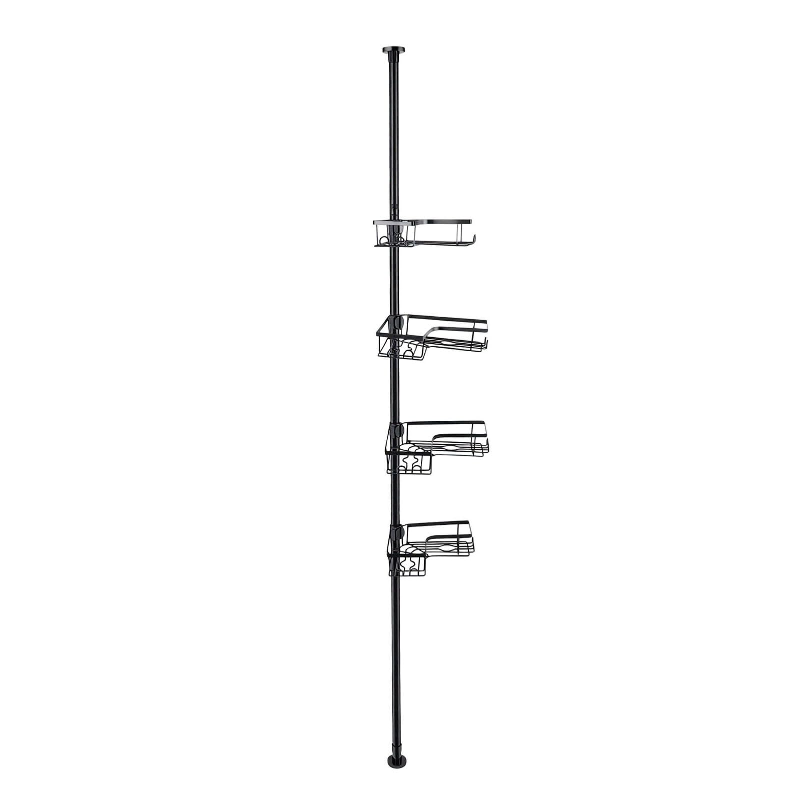 Cesta de Ducha de Esquina de Acero Inoxidable con 4 Cestas (Negro)