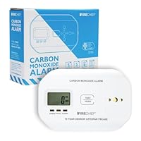 Firechief Carbon Monoxide Detector, 5 Year Battery Included - Visual & Audio Carbon Monoxide Alarm with LCD Display - Gas Detector - FBCA05 Model