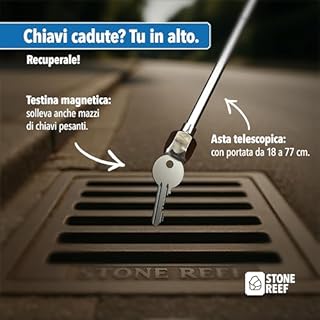 Sollevatore magnetico telescopico - Asta magnetica allungabile in acciaio inox - lunghezza 18-77 cm, peso 125 g, sollevatore magnetico per viti, chiodi, chiavi e parti metalliche