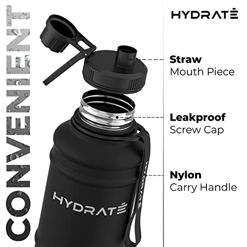 Hydrate 43 Oz Stainless Steel Water Bottle - Bpa Free Metal Water Bottle For Gym, Exercise - Water Jug With Convenient Nylon Carrying Strap And Leak-Proof Screw Cap Water Bottles For Men, Women, Adult #TOP1