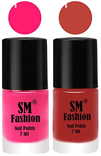 Image of Long Lasting Nail Polish | Nail Paint Combo 7 ml Each) - Set of 2 Deep Pink-Dark Nude