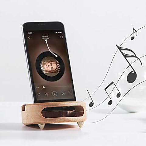Mate2GO Wood Phone Stand, Acoustic Sound Amplifier Phone Dock Station Speaker Tablet Cradle Handmade Wooden Phone Holder as Gift compatible with iPhone Cover