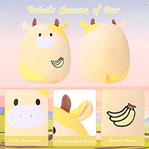 Sqeqe Cow Plush Toy Cute Cow Stuffed Animals Soft Pillow Plushies Kawaii Cow Plushie Avocado Plush For Girls Boys Kids Decor(Yellow, 8 Inch) #TOP2
