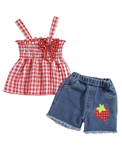Image of Toddler Girl Clothes Baby Girl Summer Outfits Ruffle Sleeveless Shirts Tops Shorts Set for Girl Clothing