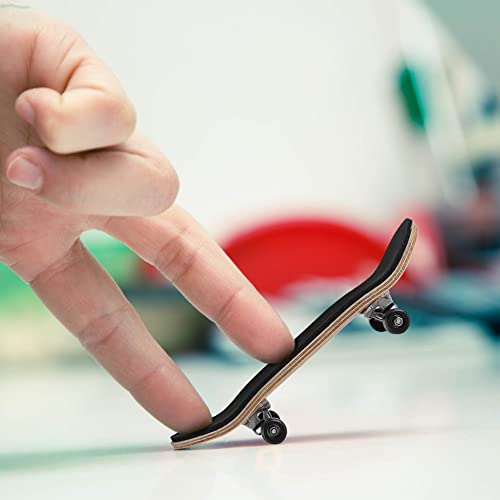 Mini Finger Skateboard, 1Pc Maple Wooden Alloy Fingerboard Mini Skateboard Starter Kit With Storage Box Reduce Pressure Gifts Finger Sports Party Favors Novelty Toy Gift For Boys Girls Teens(Black) #TOP22