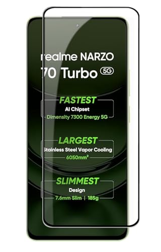 Image of 100FIT Tempered Glass For Realme Narzo 70 Turbo 5G, Realme P1 5G With Full Glue Edge-to-Edge Protector And Easy Installation Kit