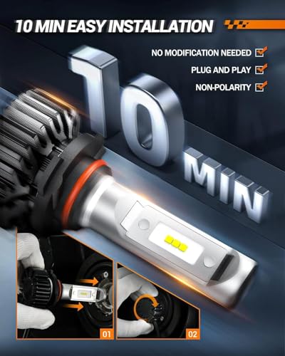 Image of 9005 H11 Bulbs, HB3 /9005 H8 /H9 /H16 /H11 Light with Plug and Play, 80,000LM, Non-polarity, Wider Driving Vision, Light Bulbs, Powersports Bulbs and Assemblies, Pack of 4