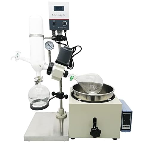 TECHTONGDA 2L Rotary Evaporator, 110V Lab Manual Lifting Rotavap with Digital Screen, 0-120rpm Speed, Lab Evaporator Cover