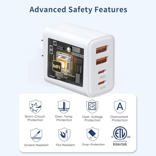 60W Fast Charger Block, 2 Pack, 2USB A+2USB C (30W+30W) Wall Charger. - image 5