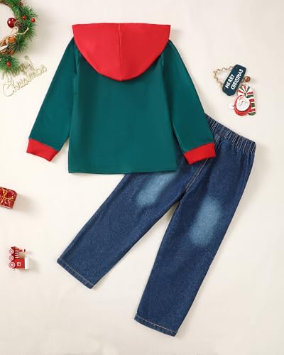 Image of Toddler Boy Clothes Baby Boy Outfit Letter Prints Hoodies Top Ripped Jeans Cute Boys Clothing Set Fall Winter