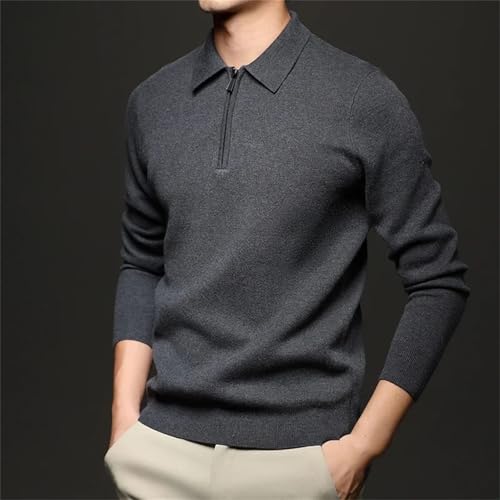 Men's Winter Wool Sweater Lapel Thickened Pullover Solid Half Zipper Korean Version Casual Knitted Sweater4