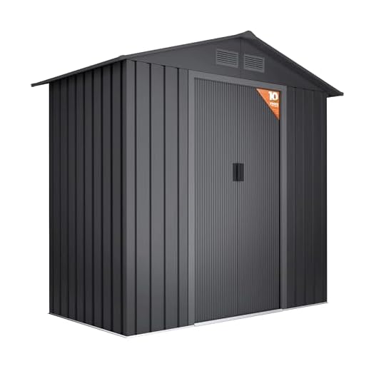 Wasabi - Caseta Metálica de Jardín 2,57m2 Light Anthracite – 4 Rejillas Anticondensación - Puerta Corredera Doble – Techo a Dos Aguas - Cobertizo de Metal Almacenaje Exterior – 196x131x196cm