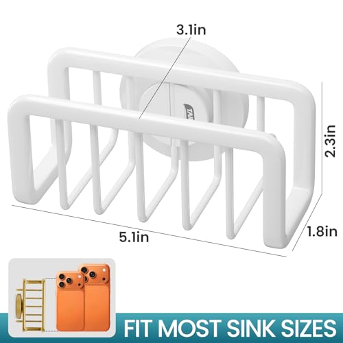 Image of TAILI White Sponge Holder for Kitchen Sink with Strong Suction Cup