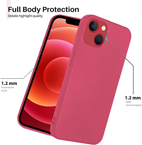 Image of DIZORO Microfiber Candy Case Compatible for iPhone 13 6.1 inches Shockproof Slim Back Cover Liquid Silicone Case - Hibiscus