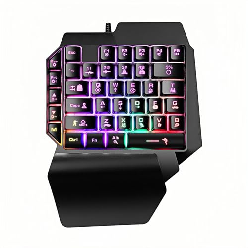 Guiheng Wired One Handed Gaming Keyboard Rainbow LED Backlit...