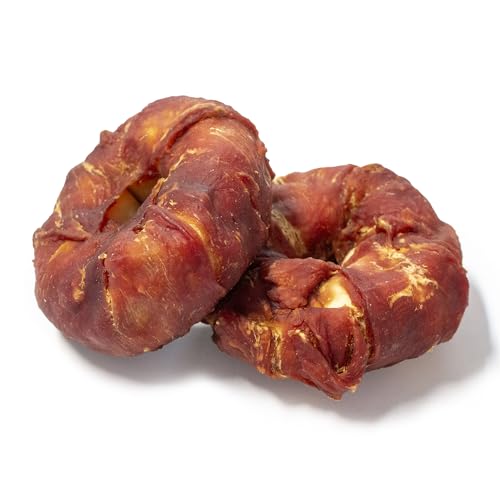 Bontoy 2 Donuts ummantelt mit Entenfleisch Größe L I ca. 200g I Kauspass für den Hund I Leckerli I Belohnung