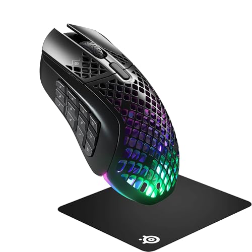 【特価セット品】SteelSeries ゲーミングマウス Aerox 9 Wireless + ゲーミングマウスパッド QcK 45cm×40cm×0.2cm 無線 ワイヤレス 超軽量 18ボタン 高速反応 防滴防塵 IP54規格 急速充電 長時間使用可能 TRUEMOVE AIRセンサー搭載