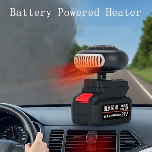 Battery Powered Heater, Rechargeable Heaters for Indoor Use, Heat for Power Outage, Universal 18-21V, Ultra-Light/Ultra-Powerful/360-Degree Rotation/Anti Tilt Design (5 battery*1) — view 3