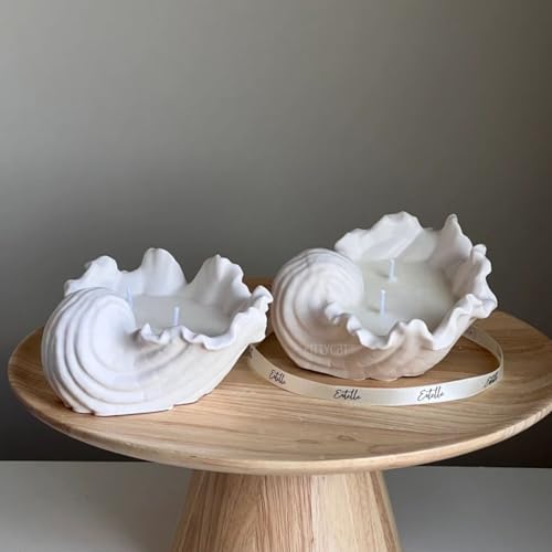 Image of Kitty Cat Aesthetic Soy Wax Scented Candles | Reusable Concrete Sea Shell Jars | Vanilla Aroma | 12+ Hours Burn Time | Perfect Home Decor for Bedroom, Office & Hostel (Wave Shell Candle)