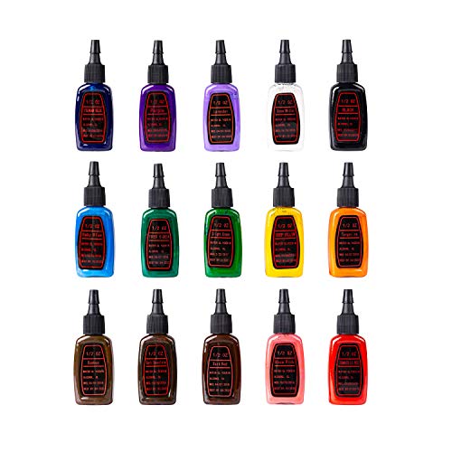 One Tattoo World Premium Tattoo Ink Set | 15 Colors | 15 Ml Bottles #TOP1