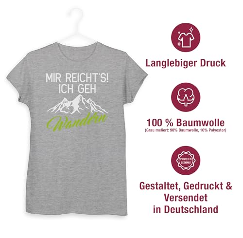 Foto von Shirt Damen - Hobby Outfit - Mir reicht's ich GEH wandern - XXL - Grau meliert - wandergeschenk Tshirt Laufen Laufsport Berg Funshirts für Frauen Wanderfreunde Geschenk joggen Berge t-Shirt