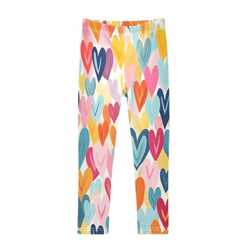 Toddler Girls Leggings Printed Yoga Pants Leggings Fold Colorful Love Heart for Kids