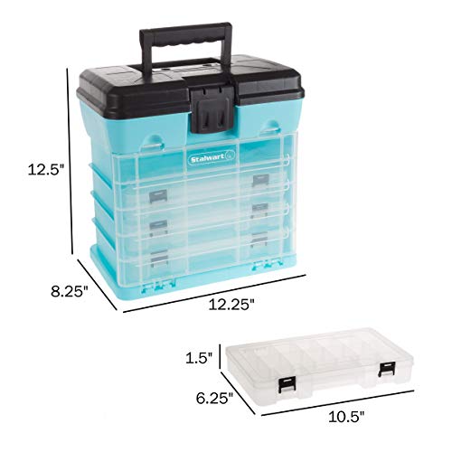 Portable Tool Box - Small Parts Organizer With Drawers And Customizable Compartments For Hardware, Tackle, Beads, Or Crafts By Stalwart (Light Blue) - 2
