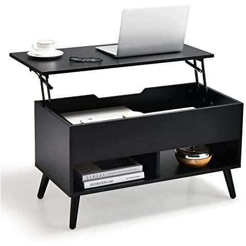 COSTWAY Lift Up Coffee Table with Storage Cover