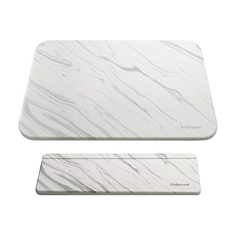 Bumlon Drying Mat for dishes,(30x20cm),Draining Board Mats,Absorbent Drain Mat for Kitchen,Non-Slip,Heat resistant,2 pack ,Marble Style Cover