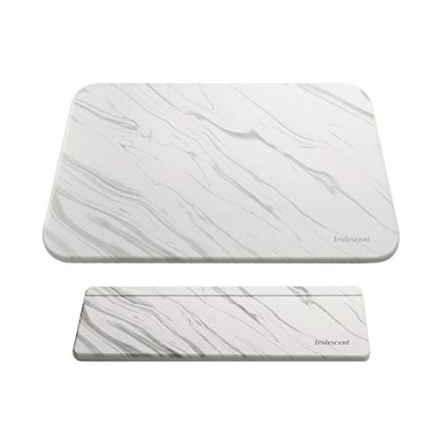 Bumlon Abtropfmatte Geschirr,2 Stück Trockenmatte, Wasseraufnahme,Hitzebeständig und rutschfest,Spülbeckenmatte Geschirrabtropfmatte,Schnelltrocknend Schimmelbefall Schutz Cover