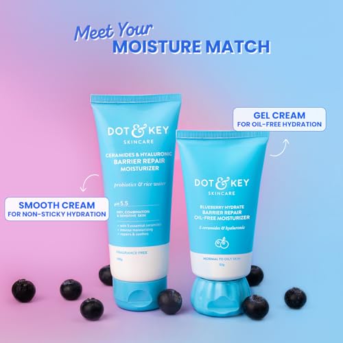 Image of Dot & Key Barrier Repair Oil-Free Moisturizer With 5 Ceramides & Hyaluronic | Instant Oil-Free Hydration, Repairs Damaged Skin barrier | Best for oily, sensitive & combination skin | 50gm
