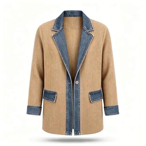 fartey Button up Knit Sweater Men Collared Ribbed Cardigan Blazer Coats - image 5