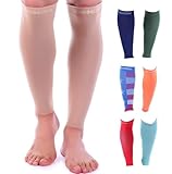 Premium Calf Compression Sleeve 1 Pair 20-30mmHg Strong Calf Support Multiple COLORS Graduated Pressure for Sports Running Muscle Recovery Shin Splints Varicose Veins Doc Miller (Skin/Nude, XX-Large)