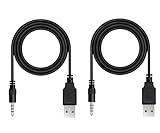 BERLAT 3.5mm Male AUX Audio Jack to USB 2.0 Male Charge Data Cable Cord, 2pack Audio Car Stereo Jack Cables to USB 2.0, USB Connection Kit, for Music Player- 3.3ft(Incompatible with Television Sets)