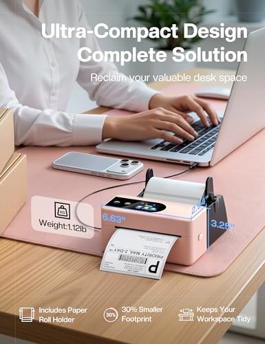 Image of Phomemo 4x6 Shipping Label Printer with Touch Screen, Bluetooth Thermal Printer for Small Business, Auto Label Detection, 150mm /s High Speed, Compatible with Amazon, USPS, UPS, iOS Android Windows Mac